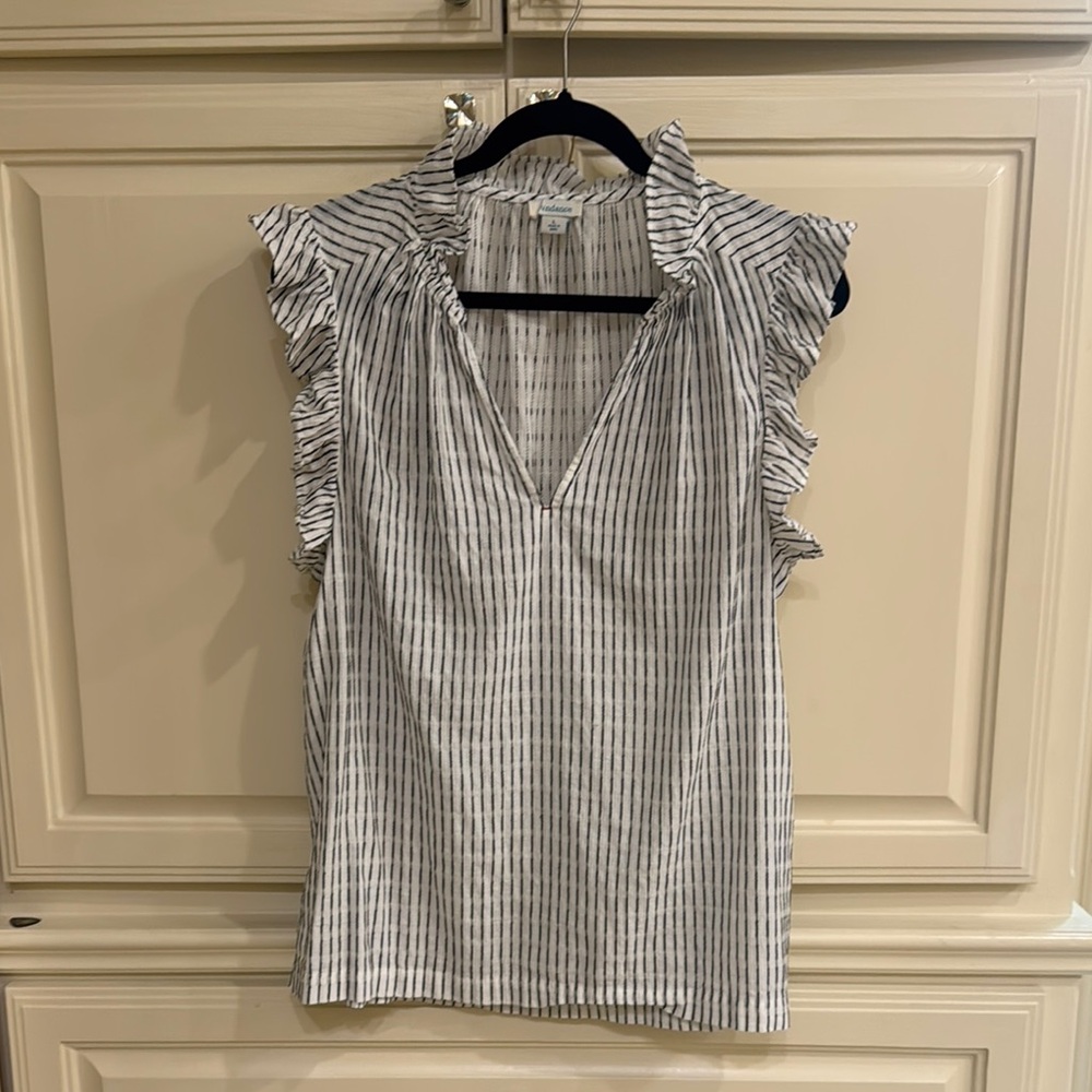 Sundance Catalog cotton Ruffle Sleeve Top